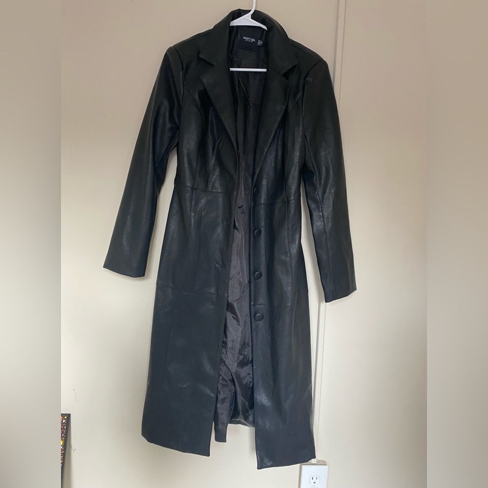 Nasty Gal longline faux leather jacket